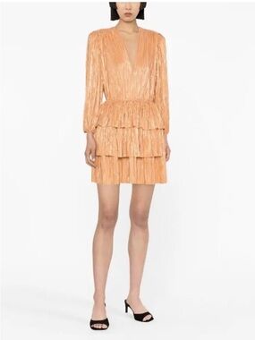 Sabina Musayev Mina Tiered Metallic Mini Dress